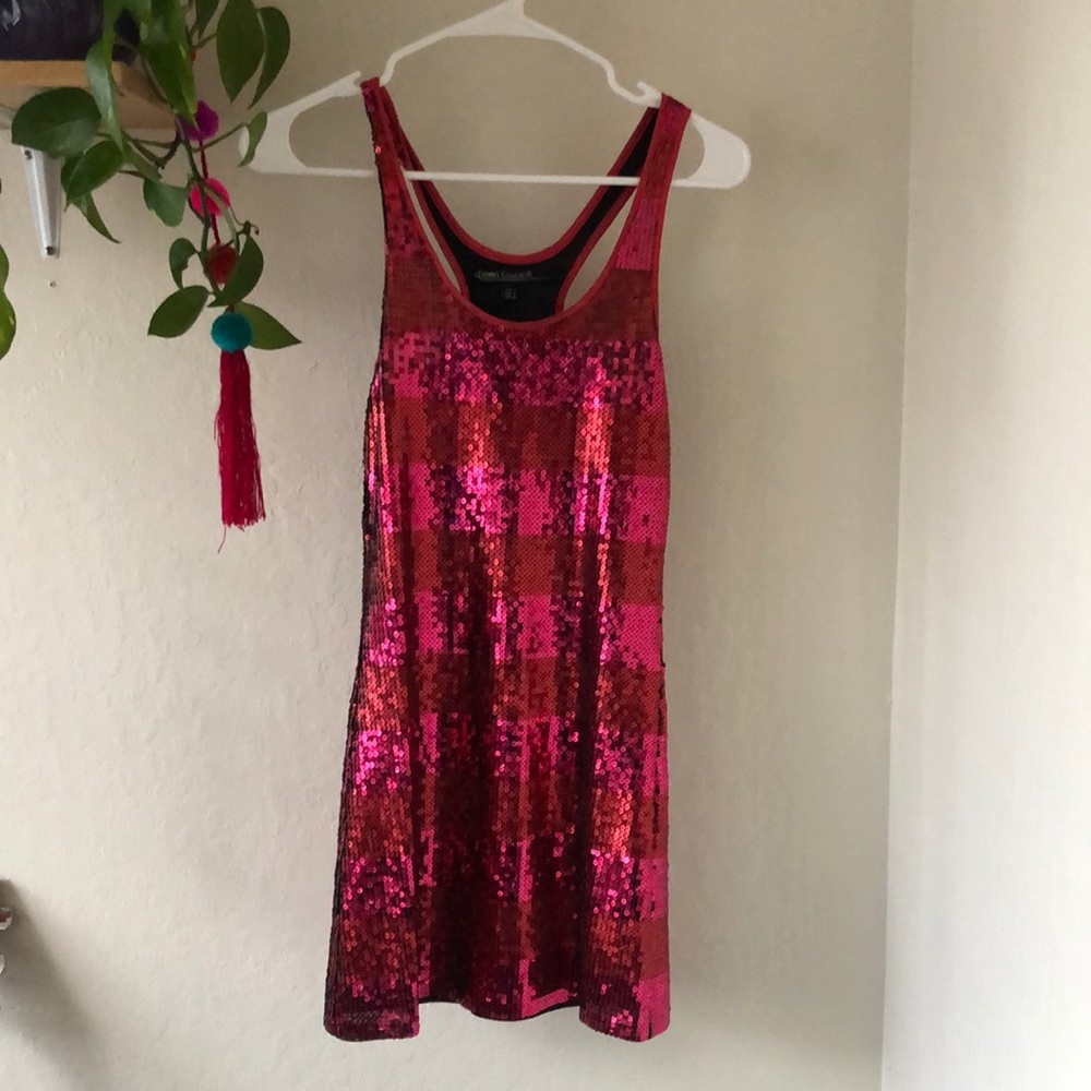 Red sequin party dress